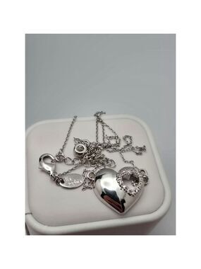 Lia Sophia Silver Heart Necklace Clear Rhinestone Pendant Gift Jewelry